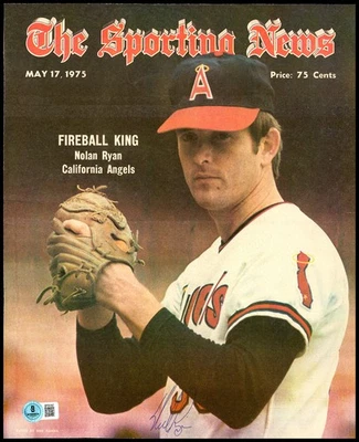 Nolan Ryan Signed Sporting News Cover California Angels Beckett #BP55167 - Image 1 of 3