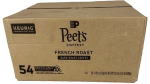 54 Keurig Peet's Coffee French Roast Dark Roast Pods Best By 8/06/2025 - Picture 1 of 1
