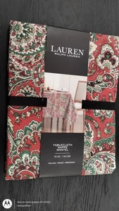 Ralph Lauren CHRISTMAS TABLECLOTH Jacobean Paisley Round 70" NEW - Picture 1 of 22