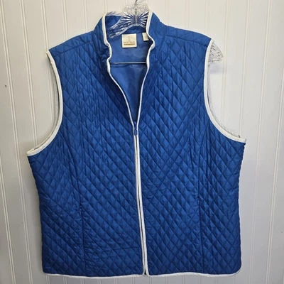 Chaleco Chaqueta Peck Peck Club Acolchado Cremallera Azul Borde Blanco Preppy Golf XL Para Mujer Foto 1 de 4