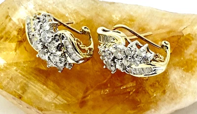 2.00 ctw Natural Diamond Earrings 14k YG Omega Backs w/card Appraisal - Image 1 of 4