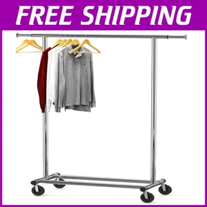 Collapsible Heavy Duty Garment Rack with Adjustable Rod - Chrome, 42 - 67 Inches - Picture 1 of 9