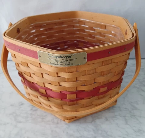 LONGABERGER Vintage 1997 Red Snowflake Basket Protector CHRISTMAS LIMITED Used Cover