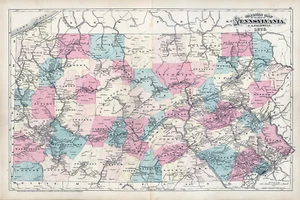 1876 Mappa delle ferrovie della Pennsylvania - Foto 1 di 5