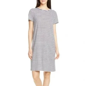 T-Shirt-Kleid Eileen Fisher gestreift Bio Leinen weiß schwarz - Größe M - Bild 1 von 6