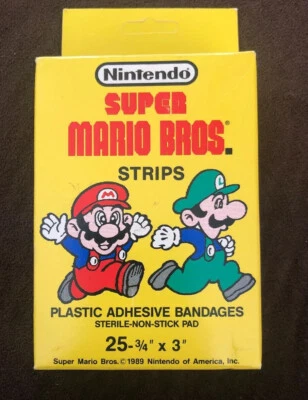 RARE 1989 Vintage Nintendo Super Mario Bros Strips Band-Aids Full NOS Bandages - Image 1 of 4