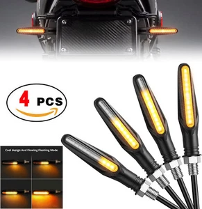 4PCS Universal Motorcycle Flowing Led Turn Signal Indicator Blinker Amber Lights - Picture 1 of 9