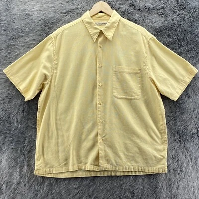 Camisa con botones Munsingwear amarilla primavera manga corta tejida algodón para hombre L Foto 1 de 4
