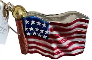 Christopher Radko Stars And Stripes American Flag Ornament Vintage Christmas New - Picture 1 of 12