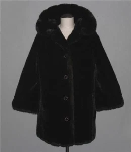 VTG D'Esprit Dark Brown Super PLUSH Above Knee Wide Collar Faux Fur Coat Wms 8 - Picture 1 of 1