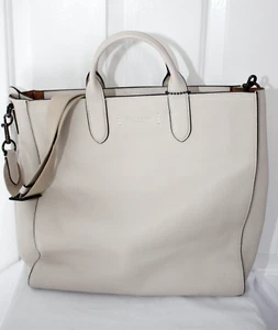 COACH Gotham Chalk Soft Pebble Leather Tall Tote Shoulder Bag ~ Used Few Times - Picture 1 of 18