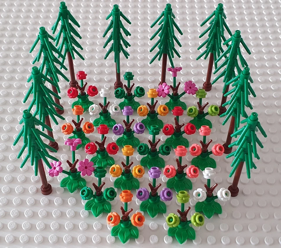 30 x Lego Pflanzen Bäume Baum Blumen  ( 10 Nadelbäume + 20 Blumen ) NEU 24855 - Bild 1 von 1