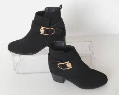 Talla 6.5 Forever Mujer Anna Elle Clásico Imitación Gamuza Botines Negros Zapatos Foto 1 de 4