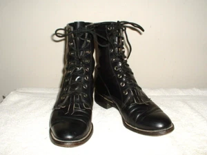 Botas de Vaquero Justin Negras Con Cordones Roper Kiltie Para Mujer Talla 6B Estilo L0506 - Imagen 1 de 5