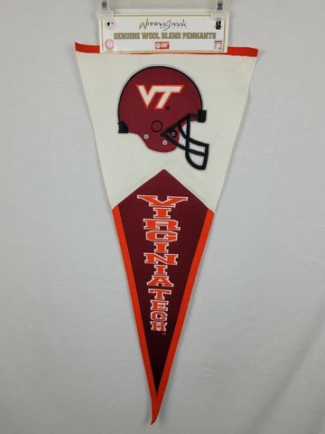 Virginia Tech Hokies Helmet Embroidered Wool Blend Football Pennant Flag 40" New Cover