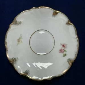 Platillo de taza de té de oro rosa pintado a mano de colección - Imagen 1 de 4