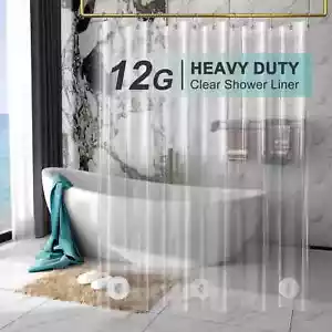 AmazerBath 12 Gauge Heavy Duty Crystal Clear Thick Shower Curtain Liner - Picture 1 of 3