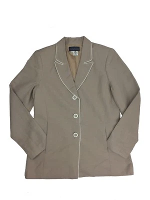 Herman Geist Mujer Chaqueta Blazer Forrada, Marrón Blanco, Talla 10 Foto 1 de 4