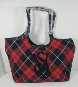 Victoria's Secret Red & Black Plaid Tarton Tote Bag - Brand New with Tags - Picture 1 of 5