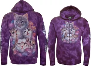 Sudadera con Capucha Tie Dye Cremallera Gatitos y Flores Divertidos Bebés Gatos Brillan en la Oscuridad por Wild - Imagen 1 de 7
