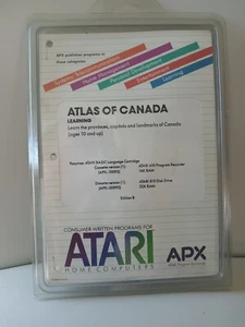 Atlas of Canada; Atari 400/800/LX/XE Disk w/Manual APX-20093 NOS Plastic Cover - Picture 1 of 2