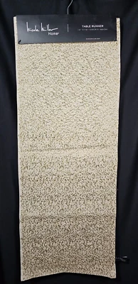 Nicole Miller 14x72 Table Runner Glitzy Gold on Beige Cotton / Linen SHIPS FREE! - Image 1 of 4