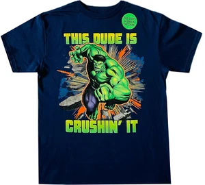 Camicia ragazzo The Hulk Super Hero Crushin' It manica corta Glow in The Dark taglia 2X - Foto 1 di 3