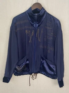 Vintage KD Spring Satin Jacket Women Small Navy Y2K Art to Wear Streetwear Chic - Picture 1 of 8
