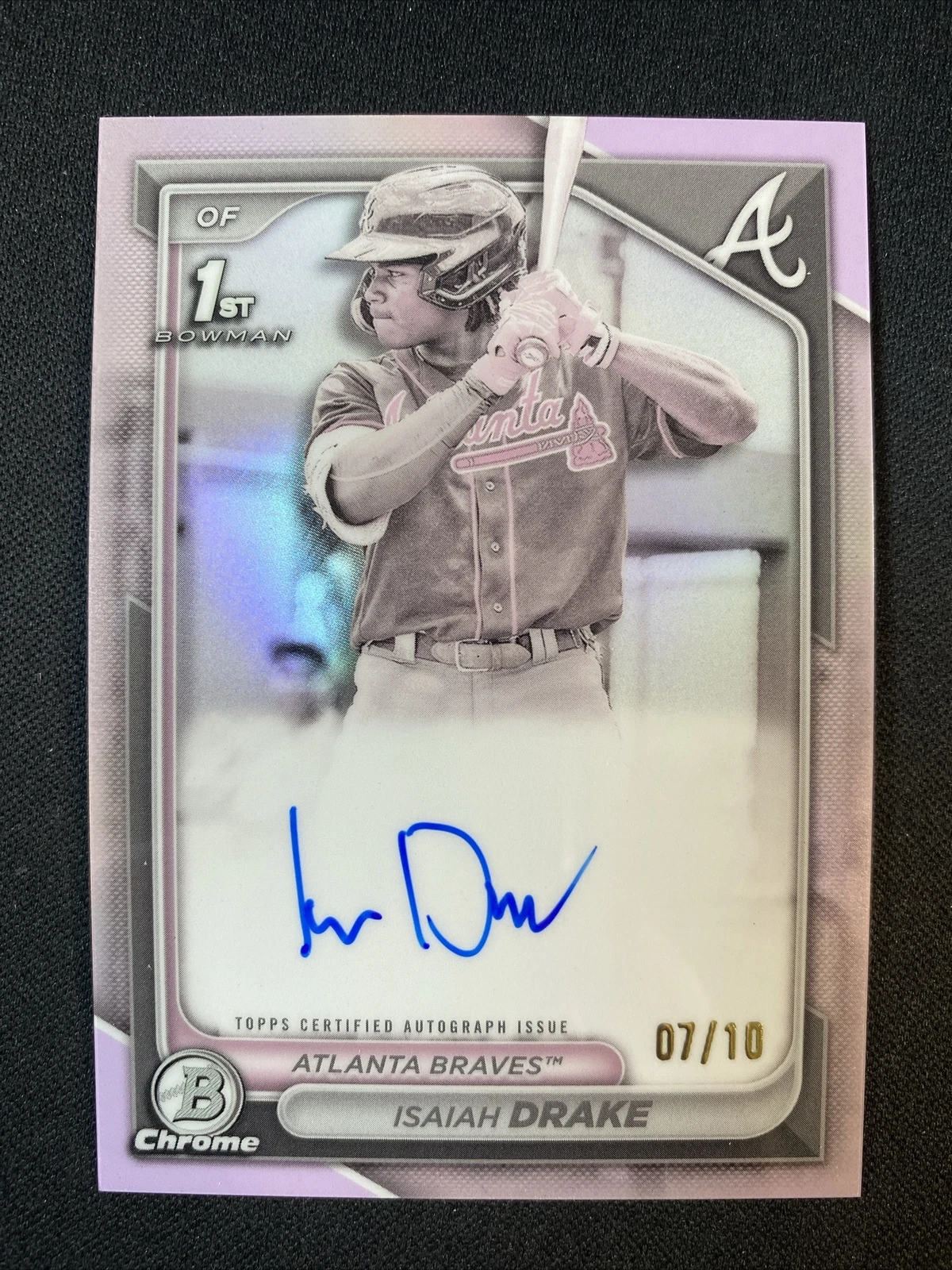ISAIAH DRAKE 2024 Bowman Chrome Prospect 1st PEARL Auto #07/10 Braves *dc
