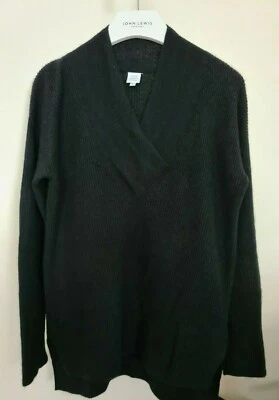Cashmere Wrap V-Neck Jumper, Black Size 8 John Lewis RRP £110.00 CC257 - Image 1 of 4