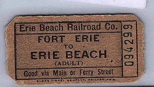 c.1920 Erie Beach Railroad Co. Ticket Fort Erie Beach Park Ontario Kanada - Bild 1 von 2