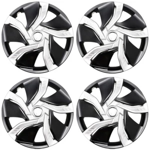 4PCS/SET 15 inch Car Wheel Rim Skin Cover SUV Hubcap Wheel Cover Black Silver AU - Picture 1 of 7