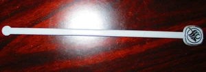 White Swizzle Stick with Silver Emblem at top on both Sides - Picture 1 of 2