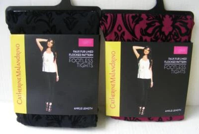 Зимние колготки Catherine Malandrino с подкладкой из искусственного меха флокированные текстурированные уютные теплые L - Изображение 1 из 4