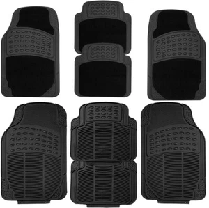 JUEGO DE 4 PIEZAS ALFOMBRILLAS DE COCHE DE GOMA NEGRAS UNIVERSALES DE ALTA RESISTENCIA SIN DESLIZAMIENTO - Imagen 1 de 17