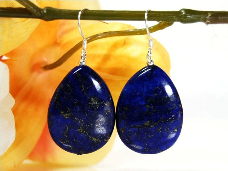 Orecchini In Pietre Preziose Lapislazzuli A Forma Di Goccia In Argento 925 - Immagine 1 di 1