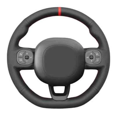 Faux Leather Hand-stitched Steering Wheel Cover For Fiat Panda 2011 2012-2024 - Image 1 of 4
