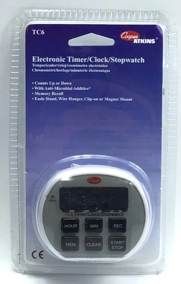Cooper Atkins TC6 / Timer Clock Stopwatch / 6-Button / Easel Stand or Magnetic - Image 1 of 4