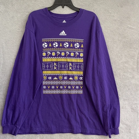 Adidas Shirt Adult 2XL Orlando City MLS Purple Cotton Long Sleeve Crew Neck Cover