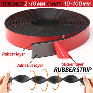 Self Adhesive Rubber Strip Pads Adhesive Backed Solid Seals Gasket Thick 2-10mm - Picture 1 of 11