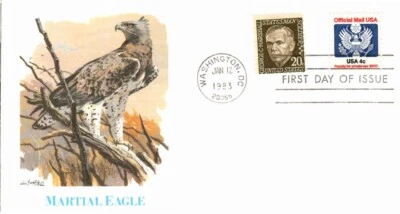 FLEETWOOD - MARITAL EAGLE 12 DE ENERO 1983 WASHINGTON DC PRIMER DÍA CUBIERTA (FDC) BX8 Foto 1 de 2
