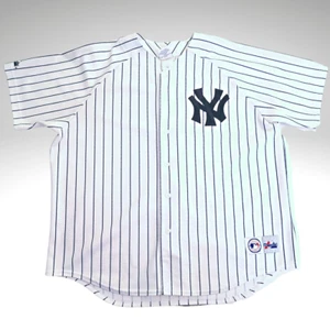 Camiseta cosida vintage majestuosa blanca a rayas de los New York Yankees talla XXL EE. UU.  - Imagen 1 de 6