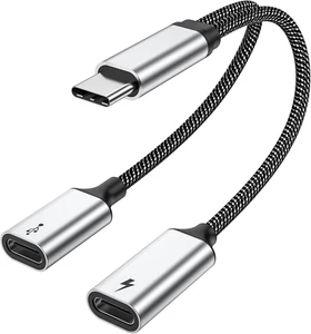 USB C Splitter USB C to USB C Female Adapter USB Y Splitter Cable(Not for Monito - Picture 1 of 12