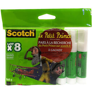 3m Scotch Permanent Glue Stick Dries Clear Pack Of 8 - 8g Stick