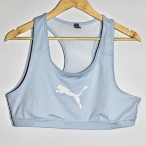 Puma Womens Mid Impact 4keeps Bra Sport Blue Stretch Logo Sz XL + Free Post VGC - Picture 1 of 5
