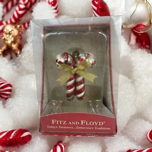 Fitz & Floyd Bastones de Caramelo Adorno de Vidrio Navidad Candy Lane Cane Trío - Imagen 1 de 11