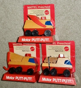 Vintage 1972 Mattel Putt-Putt Wooden Trucks x3...Unused, Rare New Old Stock - Picture 1 of 6
