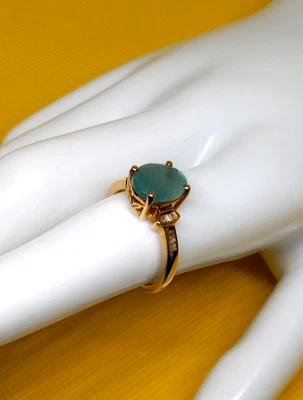 Кольцо из 10-каратного желтого золота с грандидьеритом и бриллиантами размер 7, 2,95 г - Изображение 1 из 4