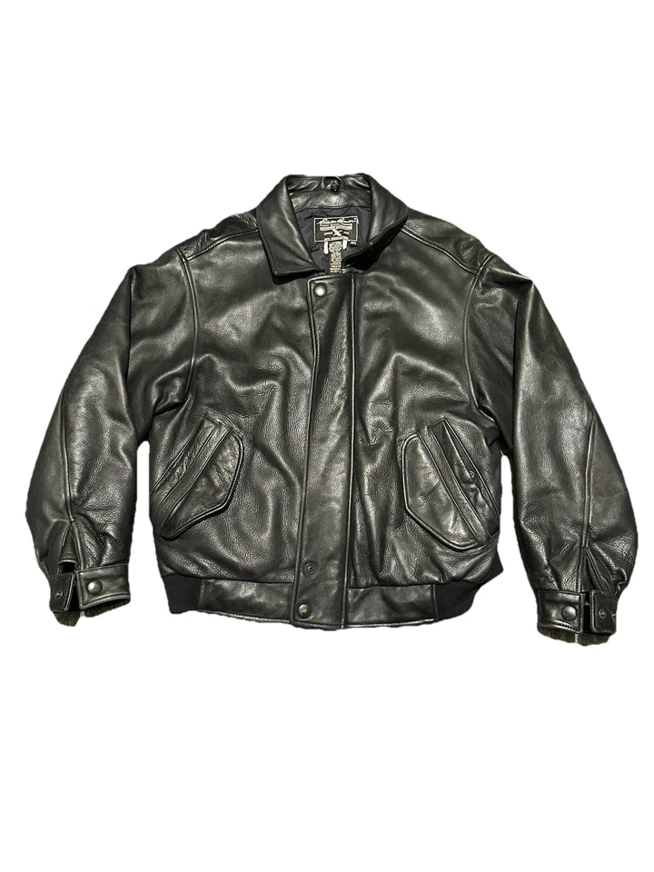 Chaqueta de Cuero Vintage EDDIE BAUER GOOSE DOWN Negra Mediana Aviador Motociclista Foto 1 de 4
