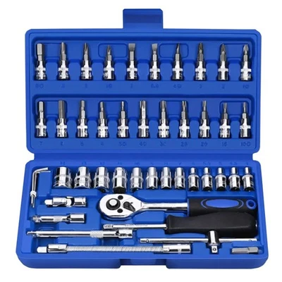 Set Chiavi a Bussola 46 Pezzi Attacco da 1/4 di pollice NEW TOOLS Kit Auto - Immagine 1 di 3